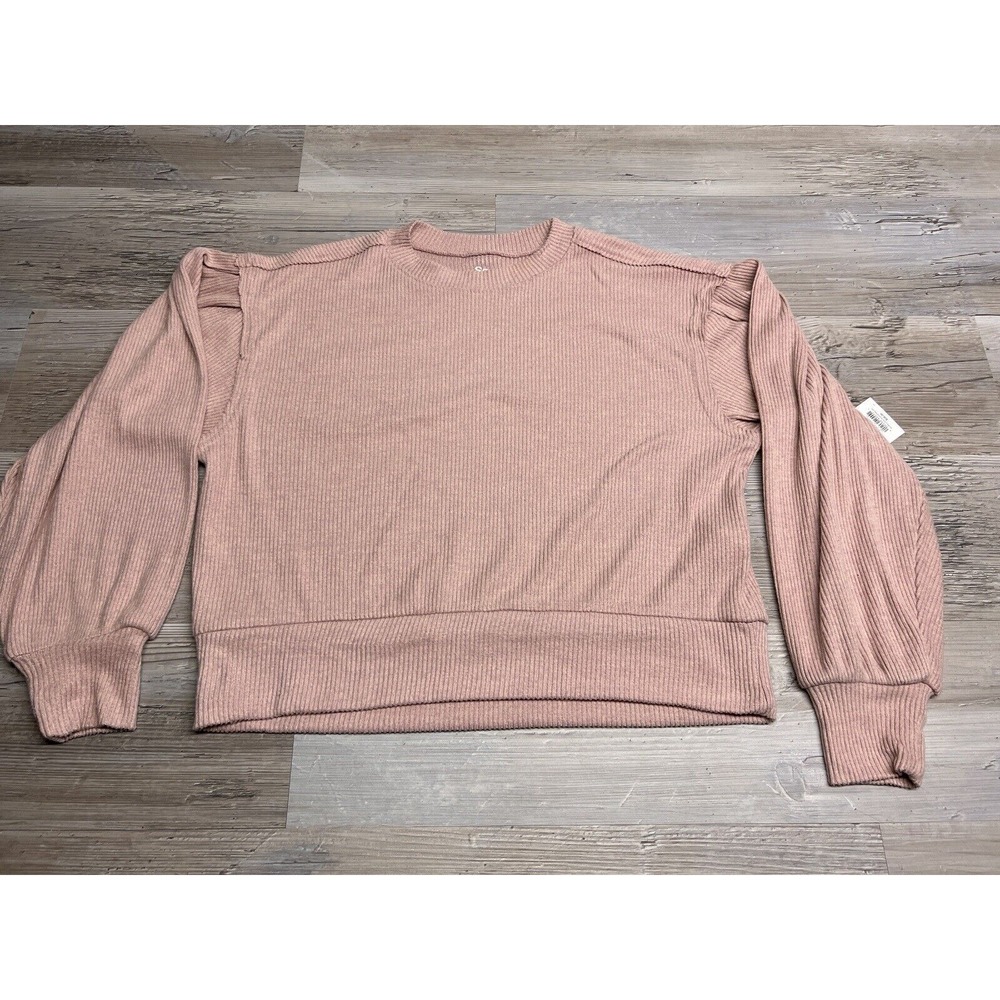 Womens‎ Cropped Sweatshirt Ribbed Knit Tonal Dusty Pink Size S Sweater SO NWT
